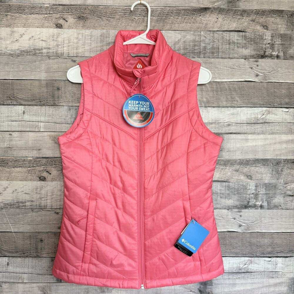 Columbia Morning Light Vest Pink Omni-Heat Full Zip Insulated Puffer Sz S NWT